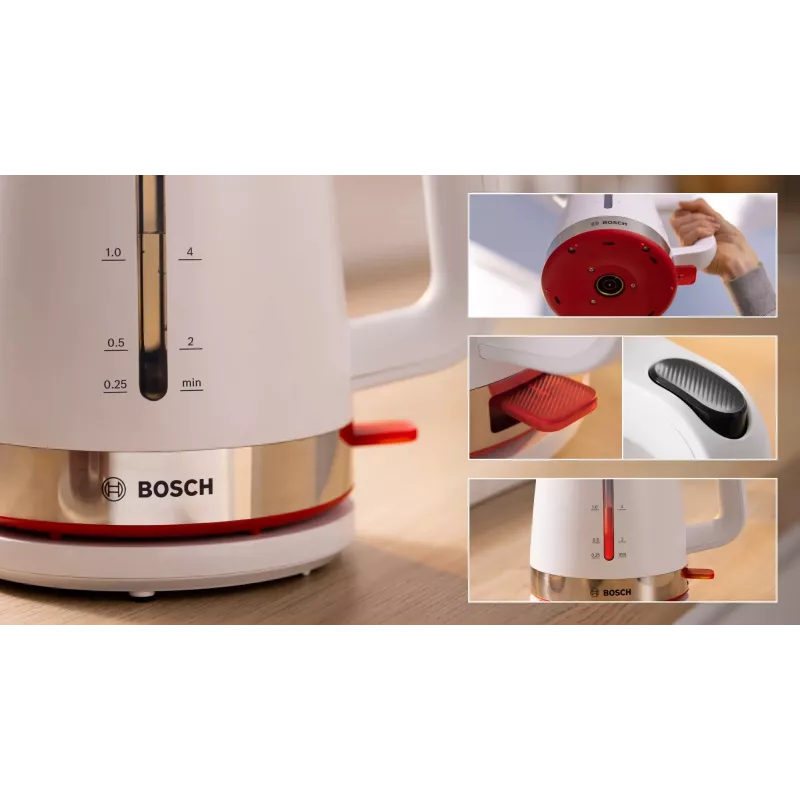 Bosch TWK4M221 sähköinen vedenkeitin 1,7 L 2400 W valkoinen
