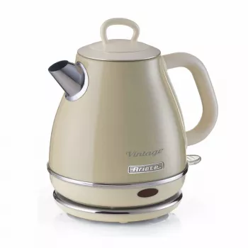 Ariete 2868 Vintage 1 L muotoiltu sähköinen vedenkeitin ruostumatonta terästä haudutuksiin, teehen ja yrttijuomiin, automaattinen virrankatkaisu, ergonominen kahva, 1 litra, 1600 W, vaaleanbeige
