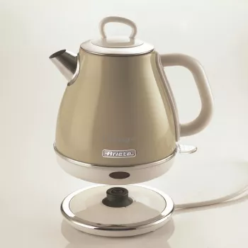 Ariete 2868 Vintage 1 L muotoiltu sähköinen vedenkeitin ruostumatonta terästä haudutuksiin, teehen ja yrttijuomiin, automaattinen virrankatkaisu, ergonominen kahva, 1 litra, 1600 W, vaaleanbeige