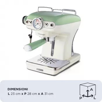 Ariete 1389 Vintage espressokeitin - espressokeitin jauhetulle kahville tai ESE-padeille, pastellivihreä