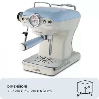 Ariete 1389 Vintage espressokeitin - espressokeitin kahvijauheelle tai ESE-padeille, pastellinsininen