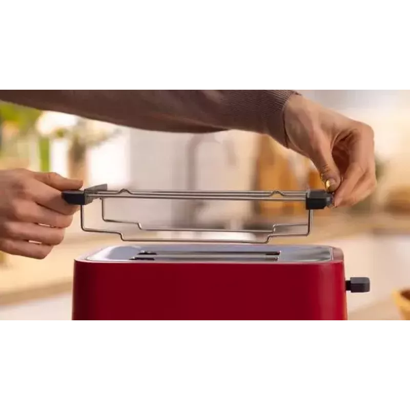 Bosch TAT4M224 leivänpaahdin 2 viipaletta 950 W punainen ruostumaton teräs