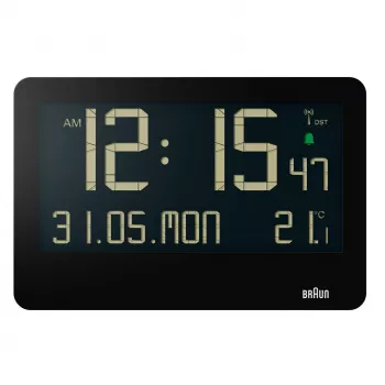Braun BC14B-DCF seinä-/pöytäkello radio-ohjattu herätyskello suorakaiteen muotoinen musta