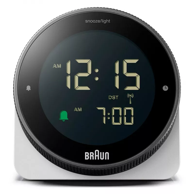 Braun BC24W-DCF seinä-/pöytäkello radio-ohjattu herätyskello suorakaide musta, valkoinen