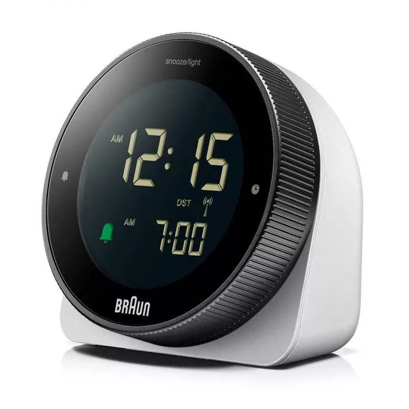 Braun BC24W-DCF seinä-/pöytäkello radio-ohjattu herätyskello suorakaide musta, valkoinen