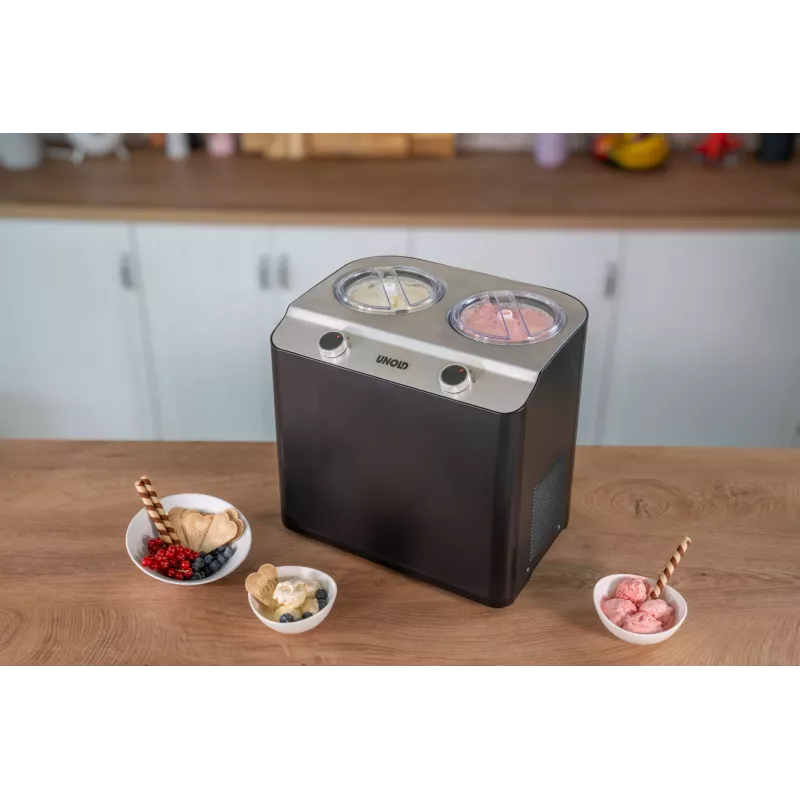 Unold Doppio kompressorijäätelökone 2,4 l 250 W musta, satiiniteräs