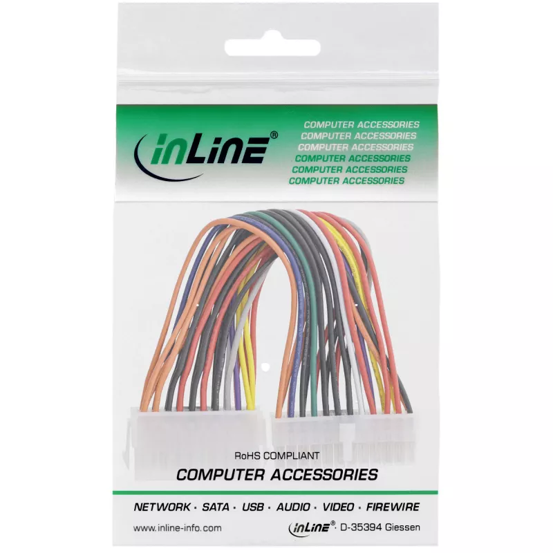InLine emolevyn virtasovitinkaapeli 20-pin naaras / 24-pin EPS uros 0,16 m