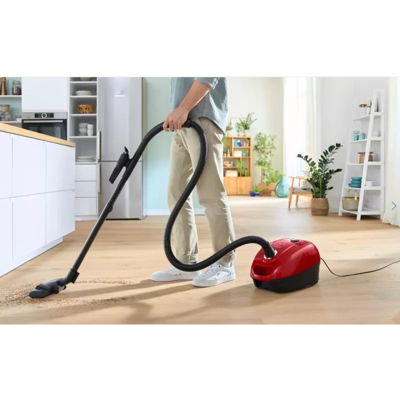 Lattiapölynimuri Bosch Serie 4 BGD38RD1H, 600 W, 4 l pölypussi, kuivapuhdistus, punainen