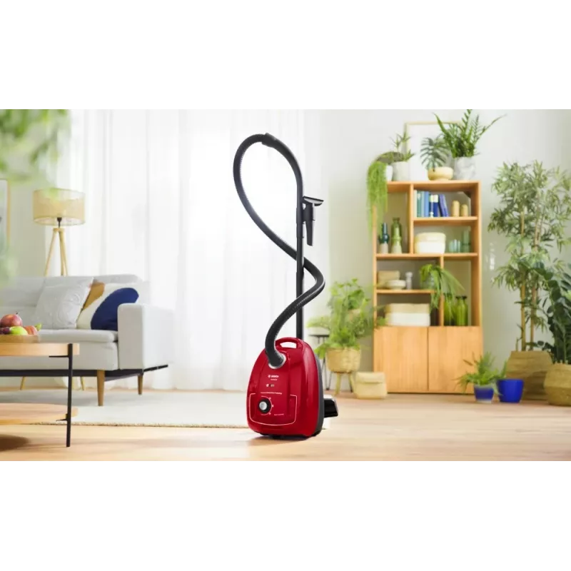 Lattiapölynimuri Bosch Serie 4 BGD38RD1H, 600 W, 4 l pölypussi, kuivapuhdistus, punainen