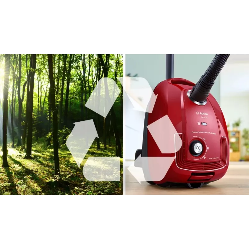 Lattiapölynimuri Bosch Serie 4 BGD38RD1H, 600 W, 4 l pölypussi, kuivapuhdistus, punainen