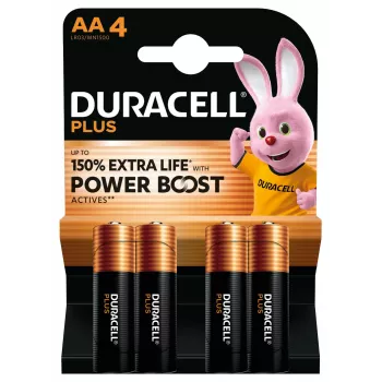 Duracell Plus AA alkaline kertakäyttöparistot, 1,5 V, 4 kpl, 50 mm