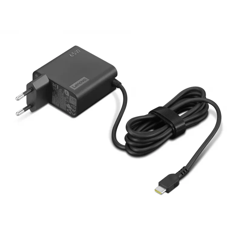 Lenovo GX21L58555 65 W USB-C-verkkolaite, EU-pistoke, 20 V, 1,7 m johto, musta