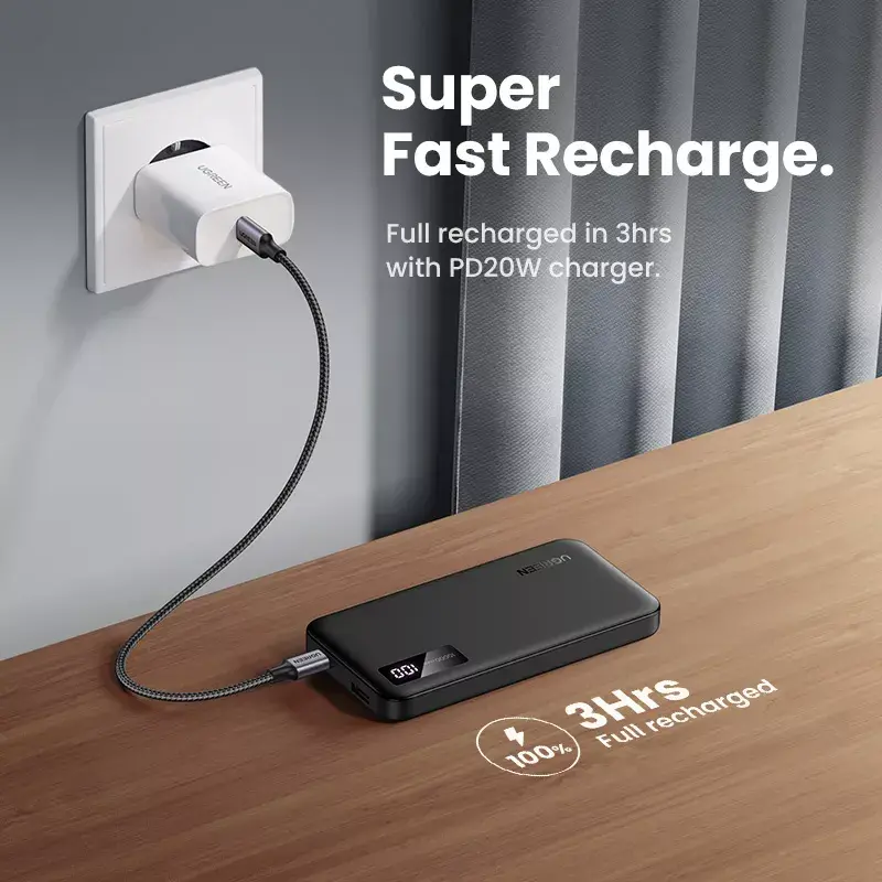 Ugreen 25742 varavirtalähde litiumioni (Li-Ion) 10000 mAh musta