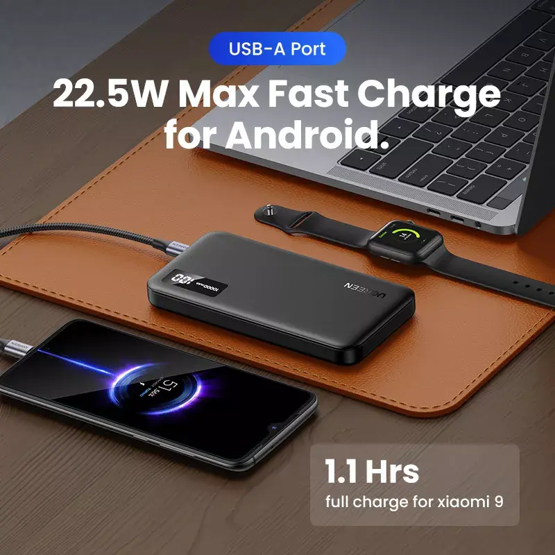 Ugreen 25742 varavirtalähde litiumioni (Li-Ion) 10000 mAh musta