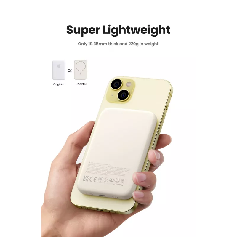 Ugreen 25208 powerbank 10000 mAh langaton lataus beige
