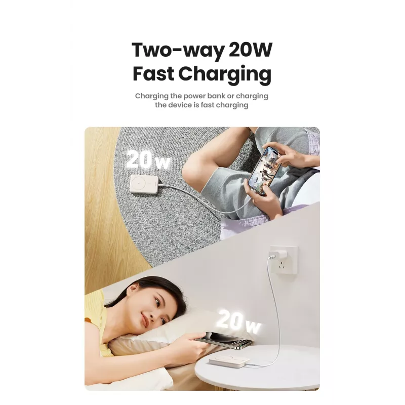 Ugreen 25208 powerbank 10000 mAh langaton lataus beige