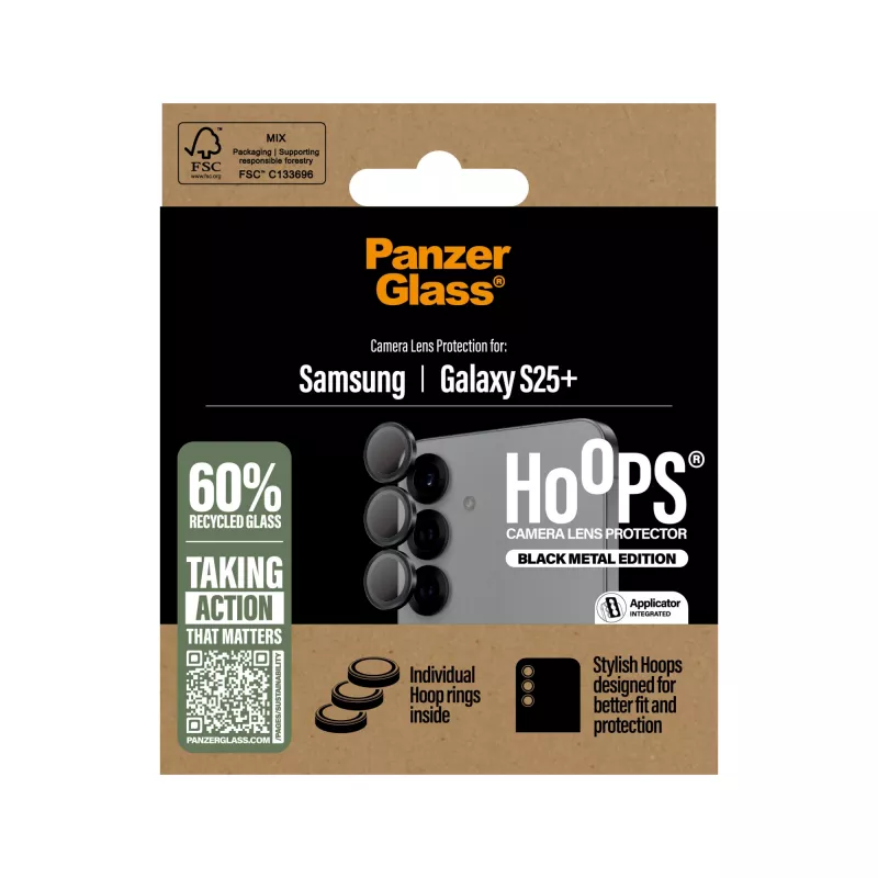 PanzerGlass ® Hoops® kameran linssinsuoja musta Samsung Galaxy S25+