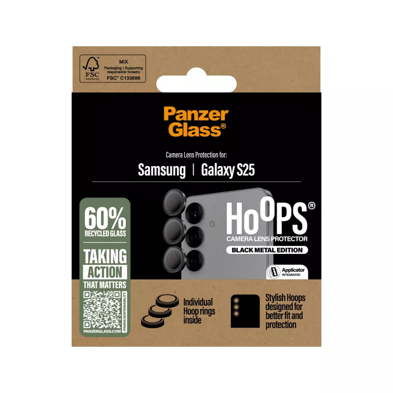PanzerGlass ® Hoops® kameran linssinsuoja musta Samsung Galaxy S25