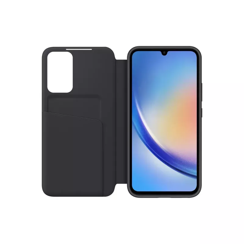 Samsung EF-ZA346CBEGWW Smart View Wallet Case läppäkotelo Galaxy A34 5G:lle, musta
