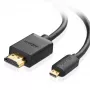 Ugreen 30104 HDMI-kaapeli 3 m HDMI tyyppi D (Micro) HDMI tyyppi A (Standard) musta