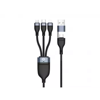 Conceptronic ETTA05B15 USB 3-in-1 PD 3.0 60W latauskaapeli 1,5 m, 20V 3A, 480Mbps