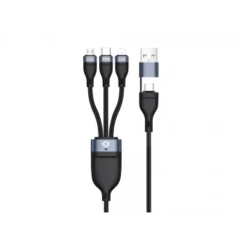 Conceptronic ETTA06B15 USB 3-in-1 PD 3.0 100W pikalaturikaapeli 1,5 m, 20V 5A, 480 Mbit/s, E-Mark