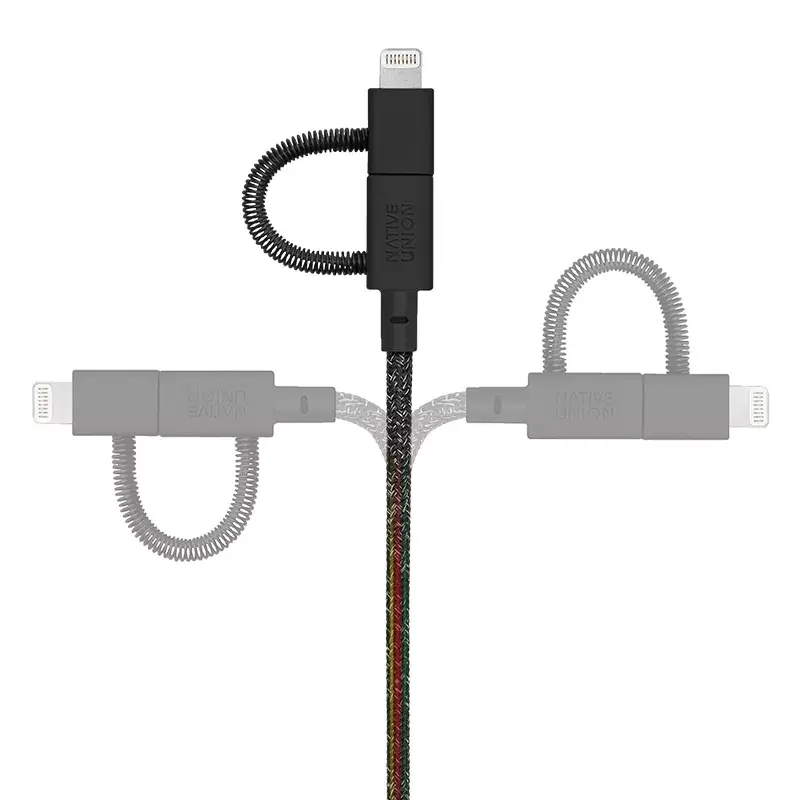 USB-kaapeli Native Union BELT-ULC-CS-BLK-NP 2 m USB-A – USB-C/Micro-USB-A/Lightning musta
