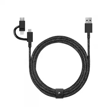 USB-kaapeli Native Union BELT-ULC-CS-BLK-NP 2 m USB-A – USB-C/Micro-USB-A/Lightning musta
