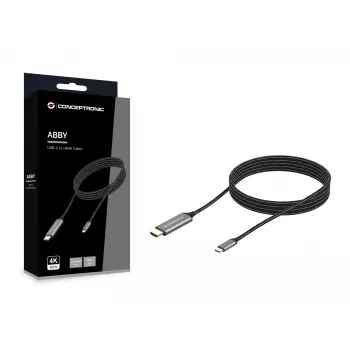 Conceptronic USB-C–HDMI-kaapeli, uros-uros, 4K 60Hz, 2 m, USB Type-C, HDMI, uros, uros, suora