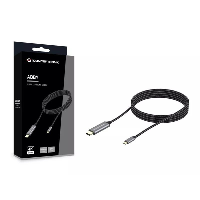 Conceptronic USB-C–HDMI-kaapeli, uros-uros, 4K 60Hz, 2 m, USB Type-C, HDMI, uros, uros, suora