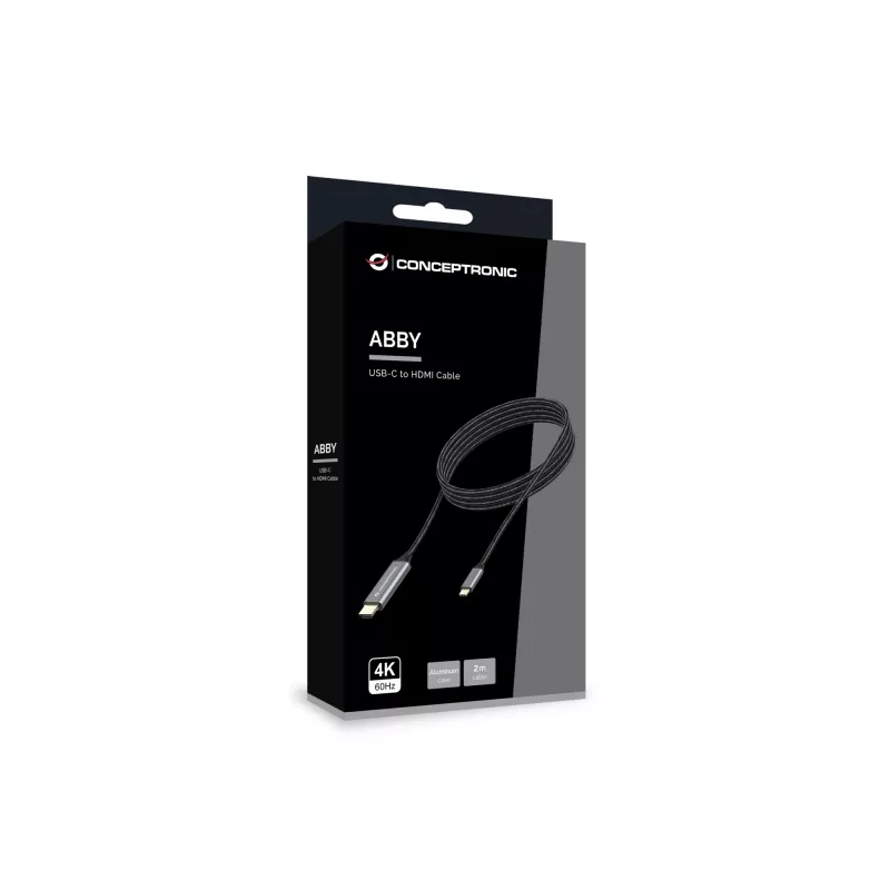Conceptronic USB-C–HDMI-kaapeli, uros-uros, 4K 60Hz, 2 m, USB Type-C, HDMI, uros, uros, suora