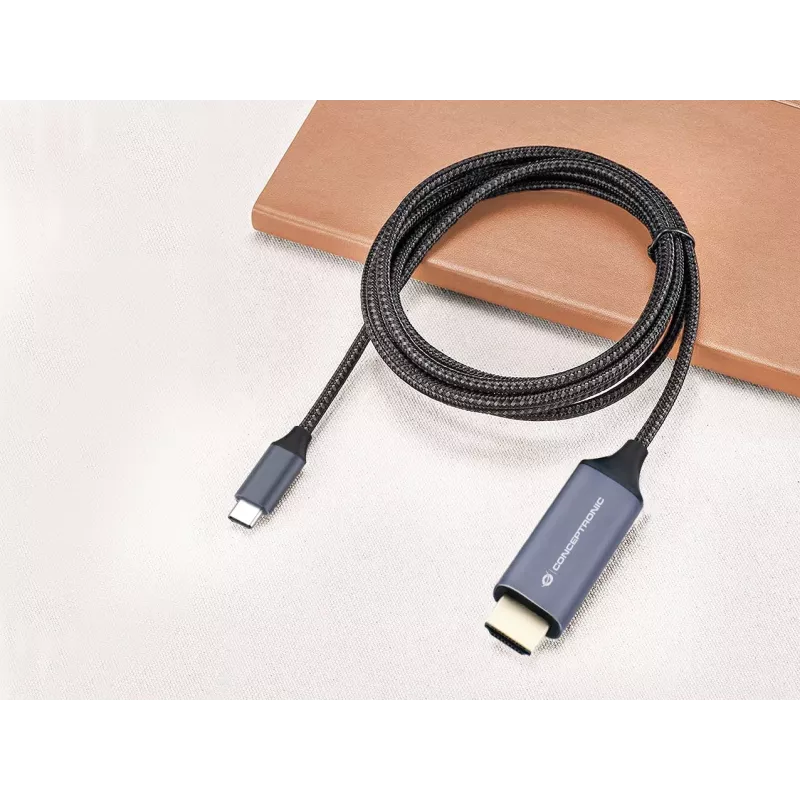 Conceptronic USB-C–HDMI-kaapeli, uros-uros, 4K 60Hz, 2 m, USB Type-C, HDMI, uros, uros, suora
