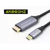 Conceptronic USB-C–HDMI-kaapeli, uros-uros, 4K 60Hz, 2 m, USB Type-C, HDMI, uros, uros, suora