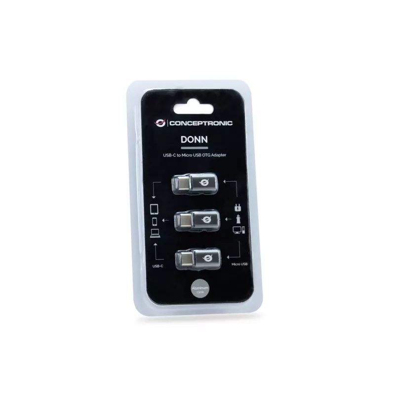 Conceptronic DONN USB-C–Micro USB -OTG-sovitin 3 kpl:n pakkaus