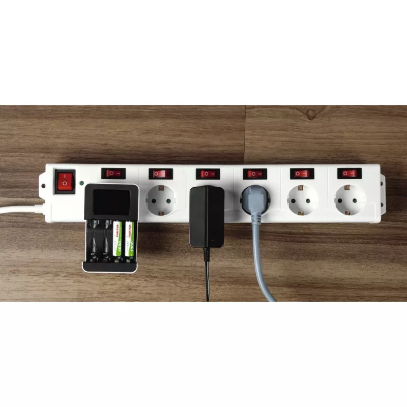 Hama 00137239 Socket Line 6-paikkainen jatkojohto, yksittäin kytkettävät pistorasiat, valkoinen