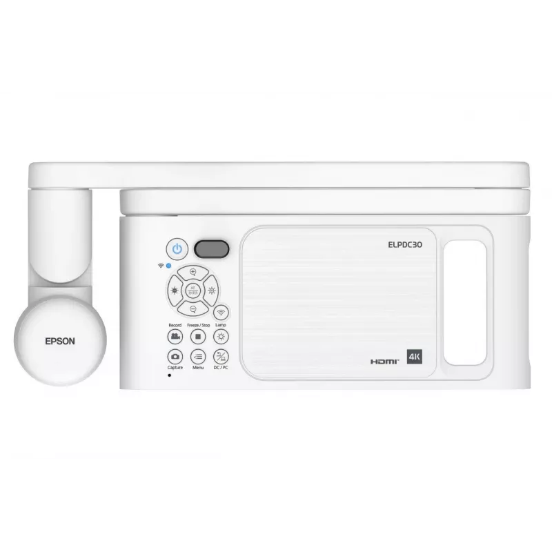 Epson ELPDC30 V12HB09080 dokumenttikamera, 4K UHD (3840 x 2160), 13 MP, 23x digitaalinen / 10x optinen zoom, CMOS, HDMI/USB/Wi-Fi, valkoinen
