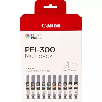 Canon PFI-300 värikasetti 10 kpl alkuperäinen musta, sininen, syaani, harmaa, magenta, fotomusta, photo-magenta, punainen, keltainen