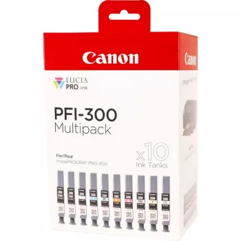 Canon PFI-300 värikasetti 10 kpl alkuperäinen musta, sininen, syaani, harmaa, magenta, fotomusta, photo-magenta, punainen, keltainen