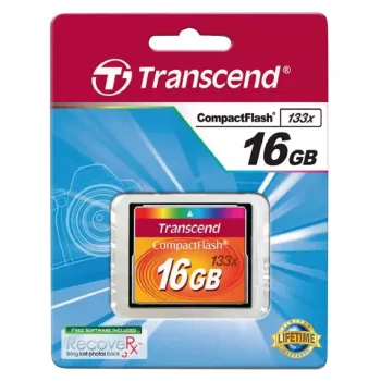 CompactFlash-kortti Transcend TS16GCF133 16 GB, 50 MB/s luku, 20 MB/s kirjoitus