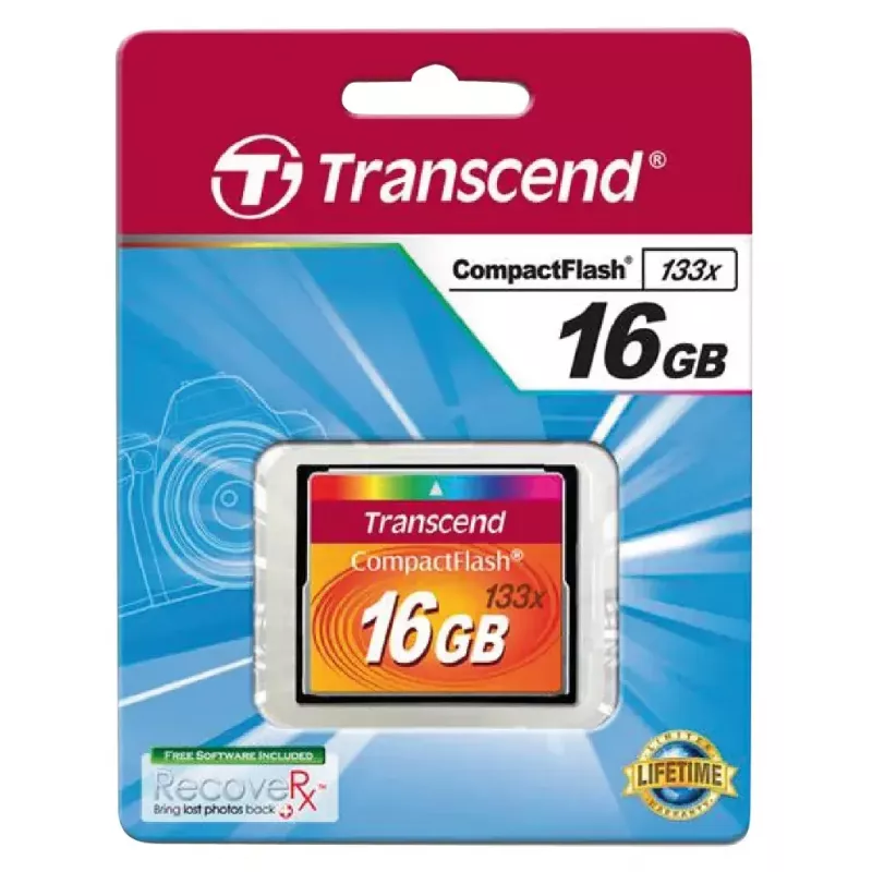 CompactFlash-kortti Transcend TS16GCF133 16 GB, 50 MB/s luku, 20 MB/s kirjoitus
