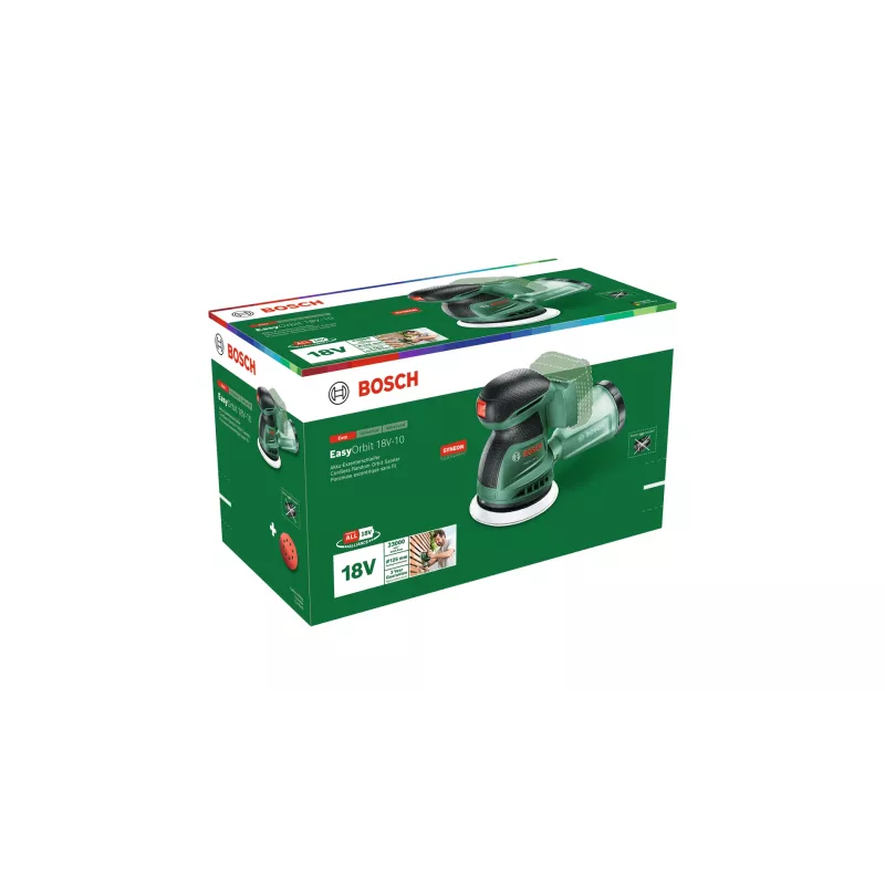 Bosch EasyOrbit 18V-10 (runko), epäkeskohiomakone, musta, vihreä, muovi, Saksa, 23000 kierr./min, 1 mm