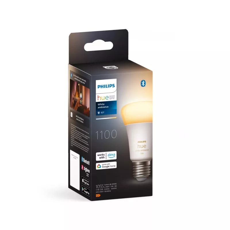 Philips Hue White ambience A60 – E27 älylamppu – 1100, älylamppu, Bluetooth/Zigbee, valkoinen, LED, E27, A60