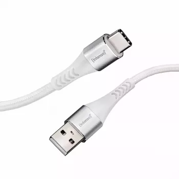 Intenso A315C 7901102 USB-A – USB-C -kaapeli, USB 2.0, 3 A, PD enintään 60 W, nailon, 1,5 m, valkoinen