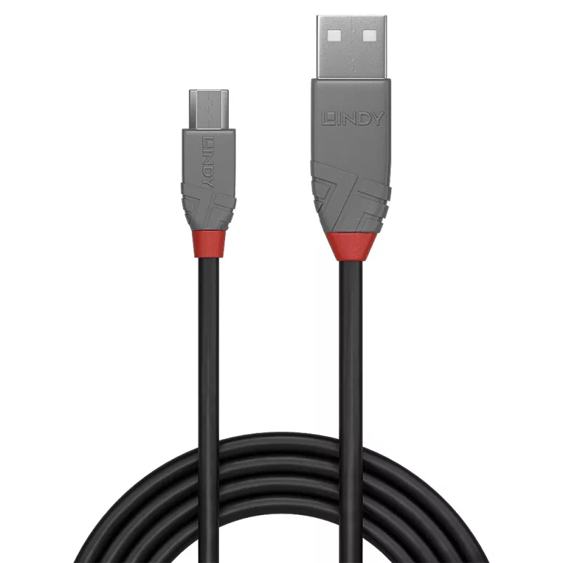 Lindy 5 m USB 2.0 Type-A–Micro-B kaapeli, Anthra Line