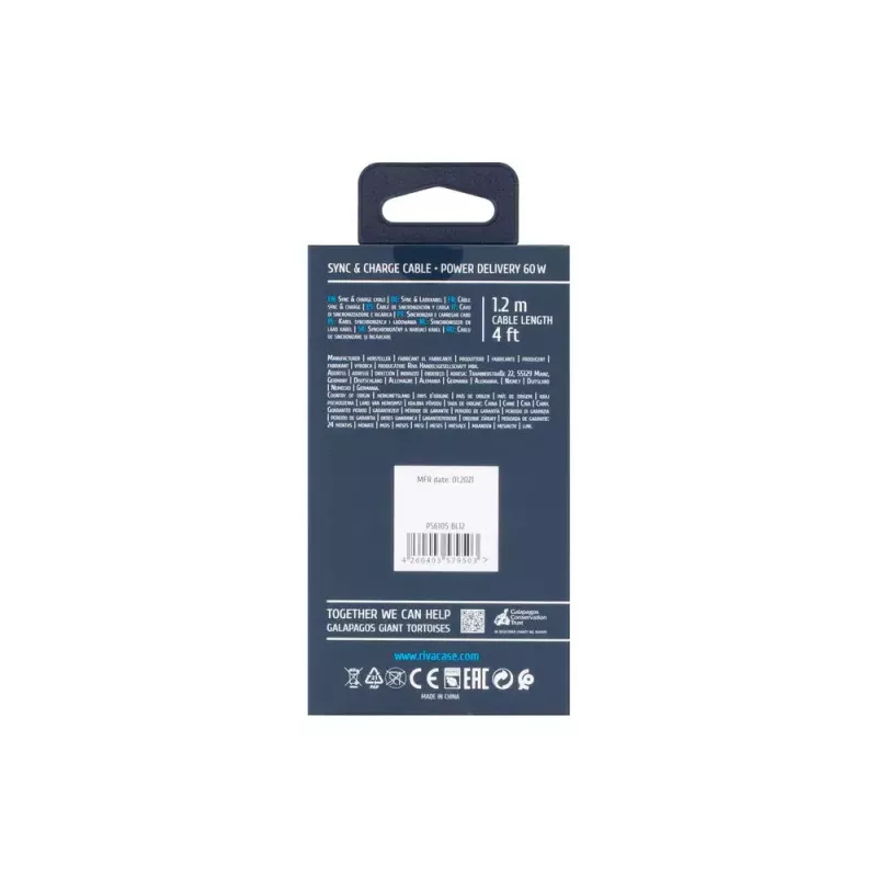 USB-kaapeli Rivacase PS6105 BL12 USB 2.0 1,2 m USB-C sininen