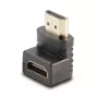 Lindy HDMI-pistorasia - HDMI-pistoke 90° kulmasovitin - alaspäin