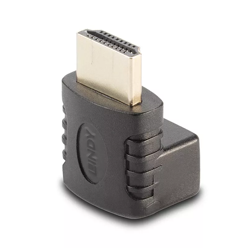 Lindy HDMI-pistorasia - HDMI-pistoke 90° kulmasovitin - alaspäin