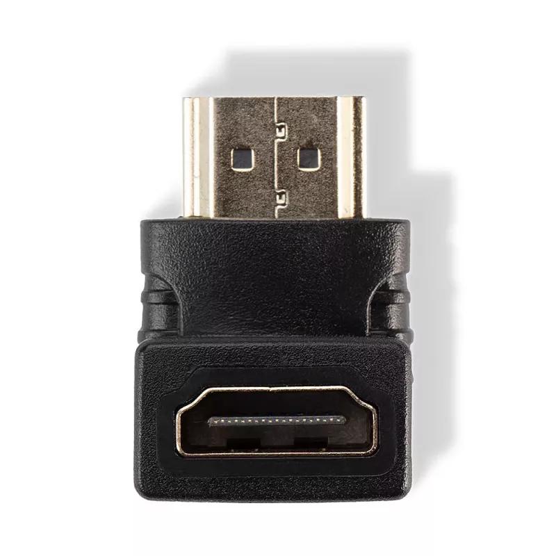 Lindy HDMI-pistorasia - HDMI-pistoke 90° kulmasovitin - alaspäin