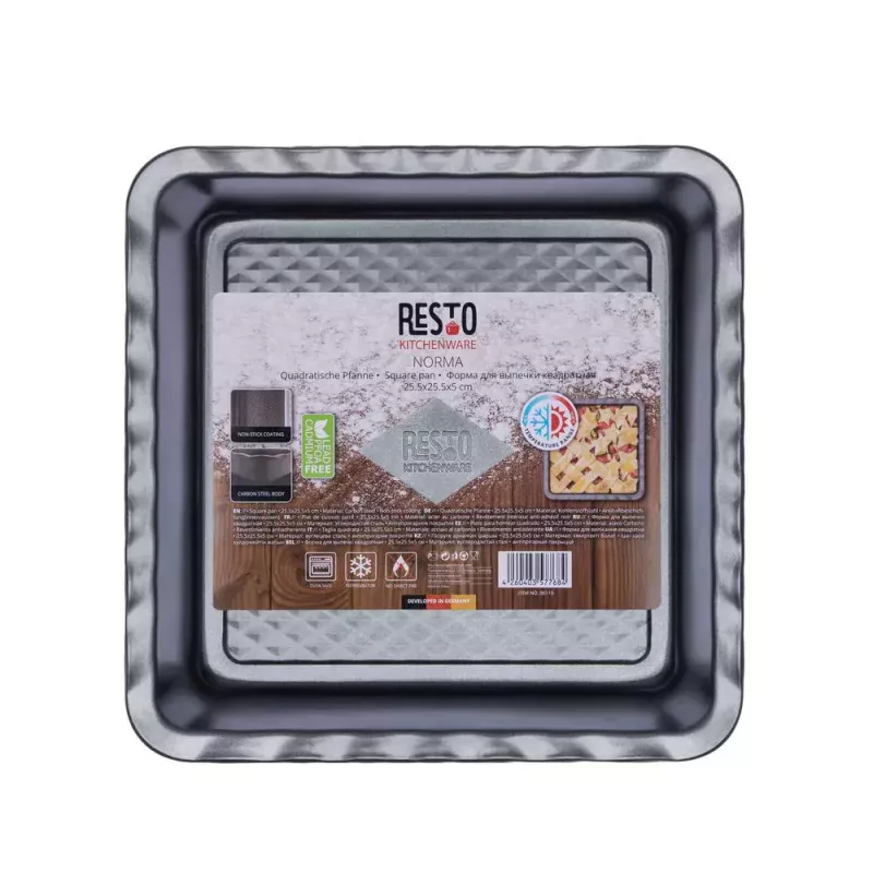 Lasagne-vuoka Resto Kitchenware 96115 suorakaiteen muotoinen hiiliteräs 255x255x50 mm