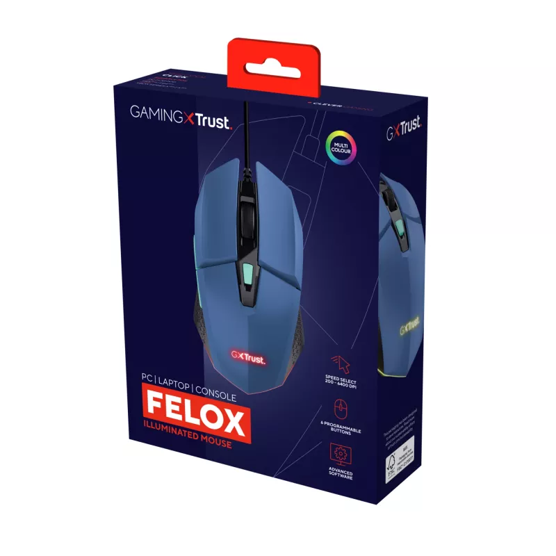 Trust GXT109B FELOX pelihiiri molempikätinen USB Type-A 6400 DPI
